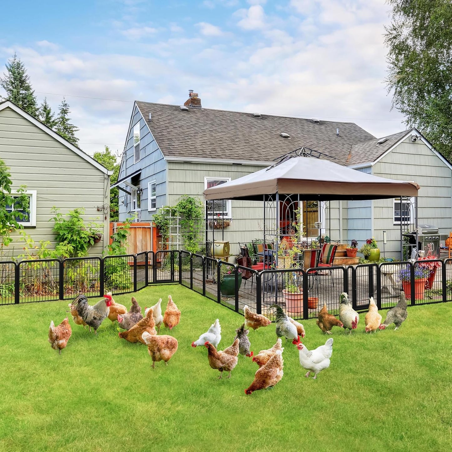 Yaheetech 24In 16 Panels Dog Playpen Metal Pet Fence for Yard RV Camping | Sturdy Heavy-Duty Metal Frame with Secure Latch Gate, Tool-Free Assembly, Folds Flat, Ideal for Small Dogs and Puppies