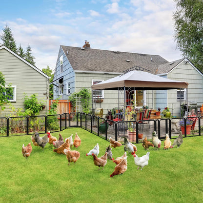 Yaheetech 24In 16 Panels Dog Playpen Metal Pet Fence for Yard RV Camping | Sturdy Heavy-Duty Metal Frame with Secure Latch Gate, Tool-Free Assembly, Folds Flat, Ideal for Small Dogs and Puppies